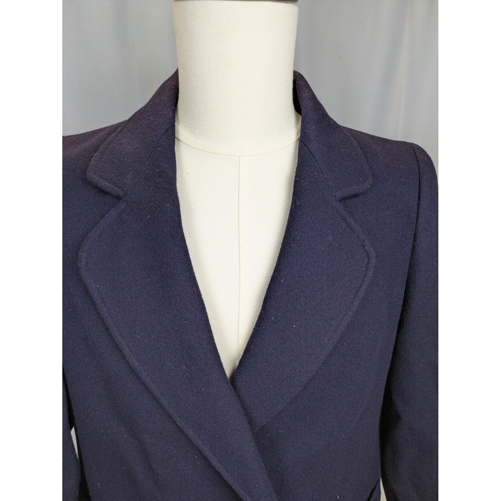 Forecaster of Boston Blazer Women's 7/8 Navy Blue 100% Pure Wool Double Breasted - Picture 11 of 13